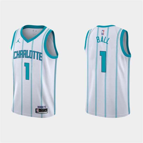 Men%27s Charlotte Hornets #1 LaMelo Ball 2022-23 White Association Edition Stitched Basketball Jersey Dzhi
